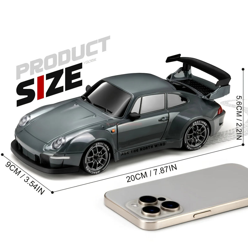 4WD RC Drift Car com luzes 2.4GHz. Carro de corrida de alta velocidade, conjunto de pneus duplos para velocidade e drift