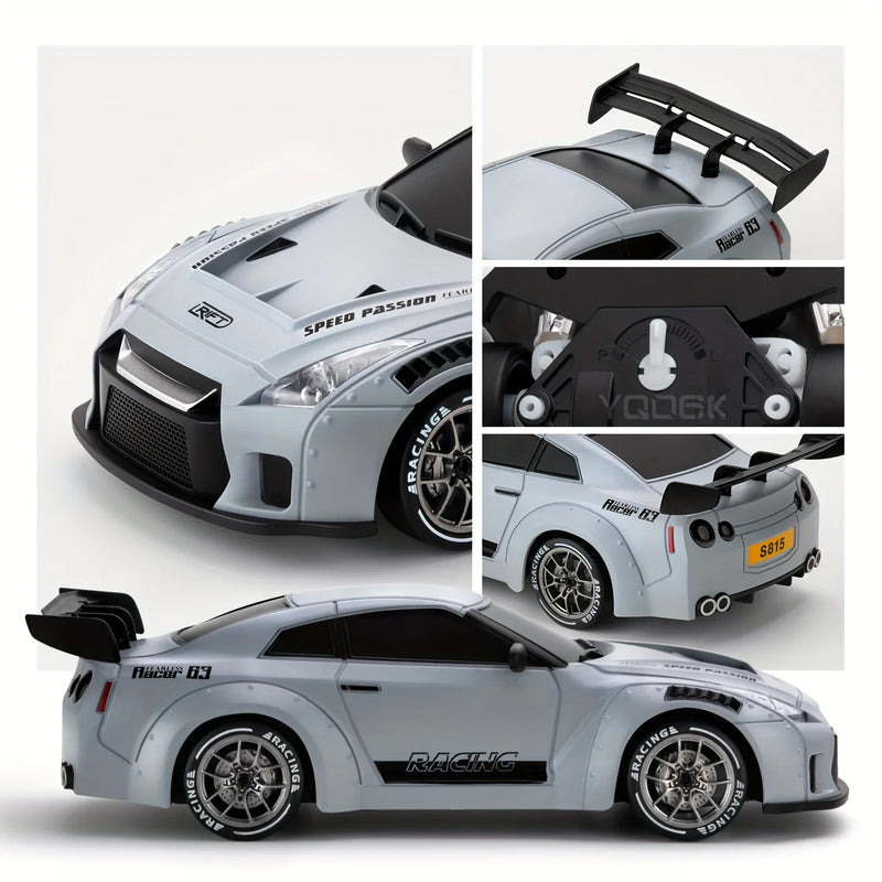 4WD RC Drift Car com luzes 2.4GHz. Carro de corrida de alta velocidade, conjunto de pneus duplos para velocidade e drift